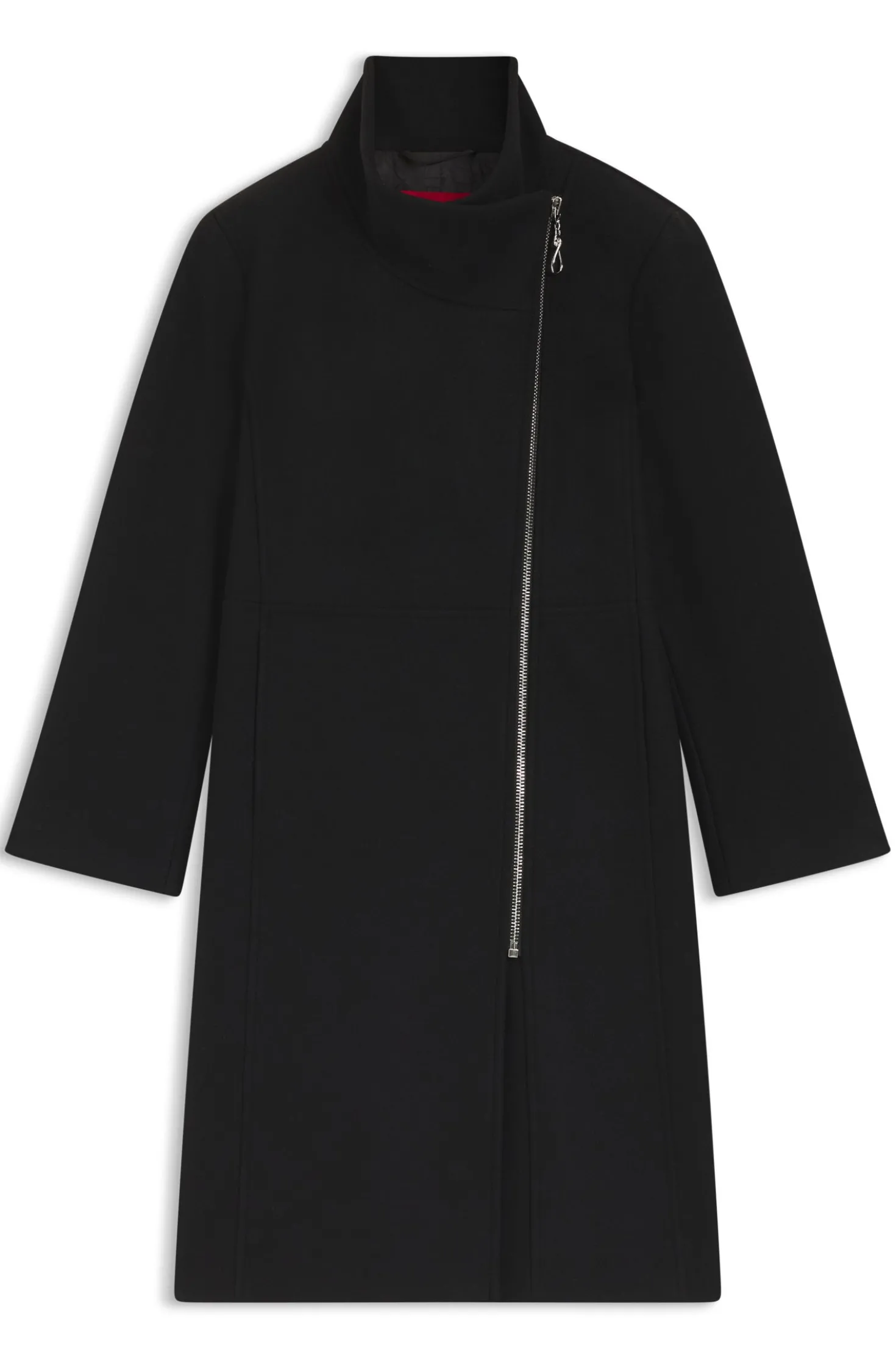 Regular-fit coat with asymmetric zip