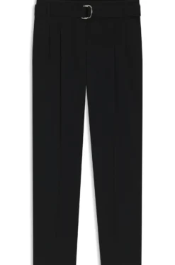 Regular-fit cropped trousers in crease-resistant crepe