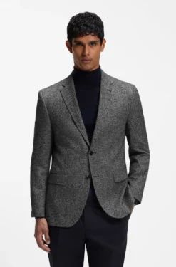 Regular-fit jacket in a herringbone wool blend