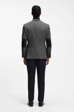 Regular-fit jacket in a herringbone wool blend
