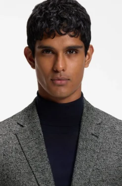 Regular-fit jacket in a herringbone wool blend
