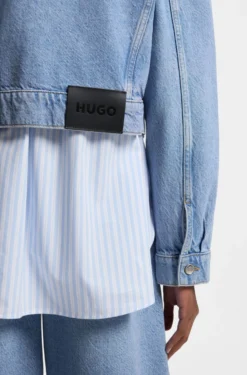 Regular-fit jacket in bright-blue denim