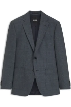 Regular-fit jacket in herringbone cotton and virgin wool