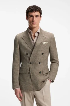 Regular-fit jacket in silk and virgin wool