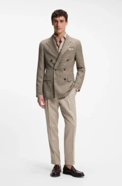 Regular-fit jacket in silk and virgin wool