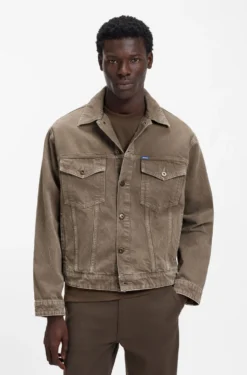 Regular-fit jacket in washed denim