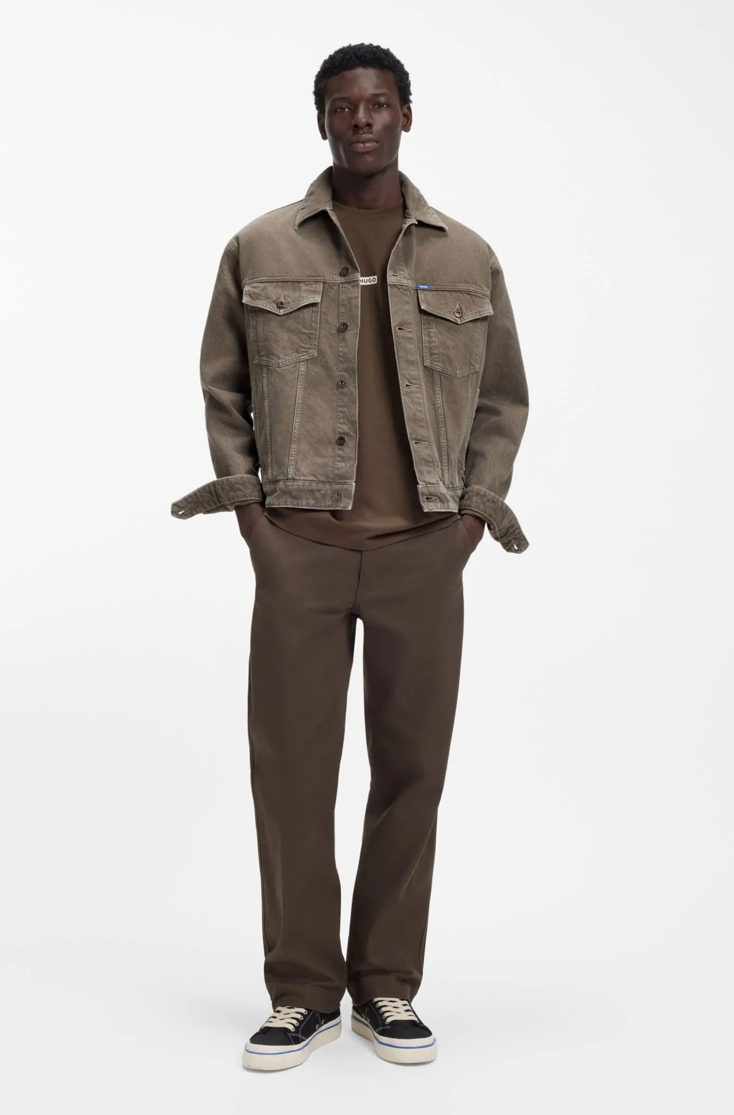 Regular-fit jacket in washed denim