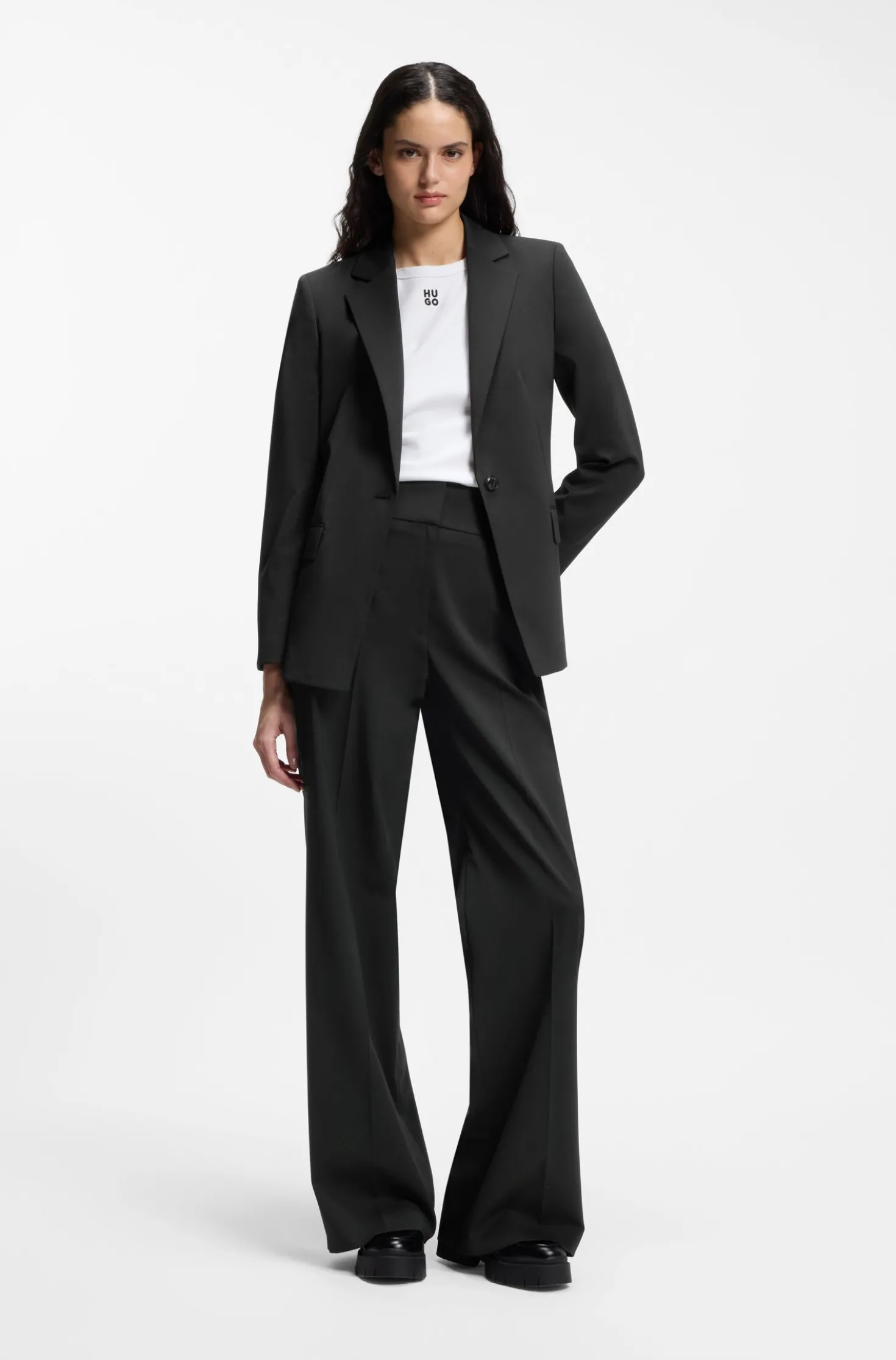 Regular-fit jacket with notch lapels
