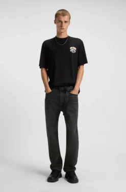 Regular-fit jeans in black washed denim