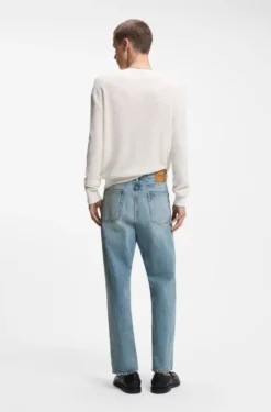 Regular-fit jeans in bright-blue broken-twill fabric