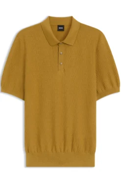 Regular-fit knit polo in structured fabric