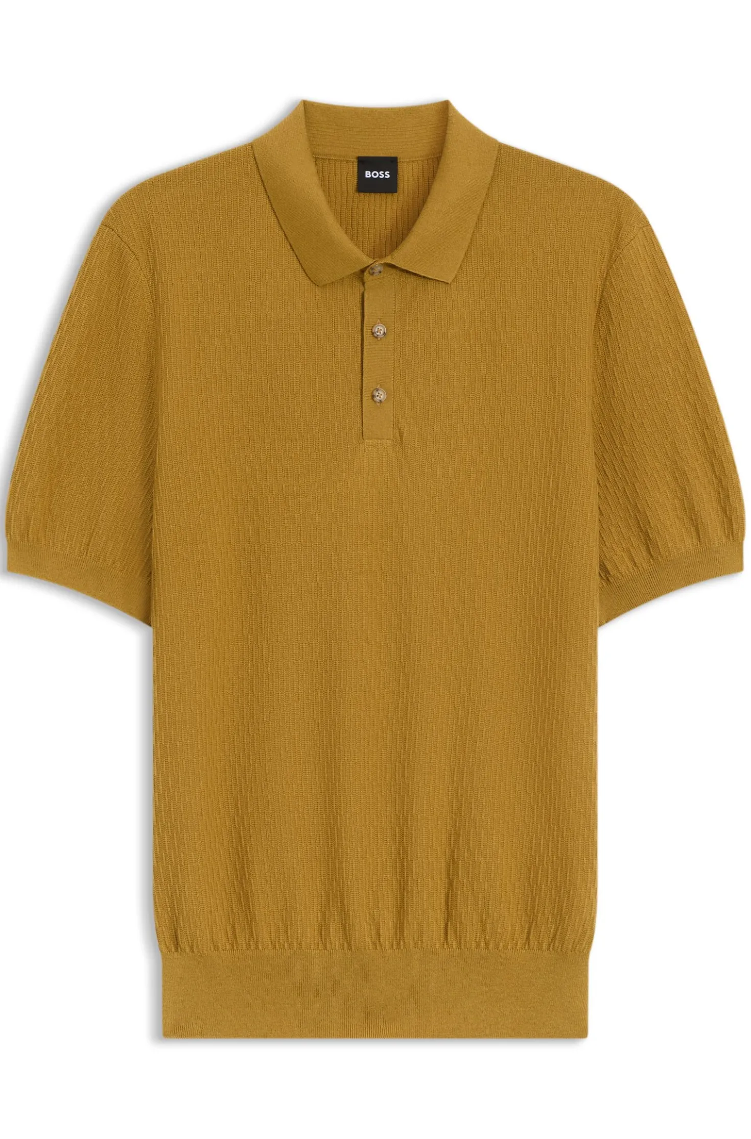 Regular-fit knit polo in structured fabric
