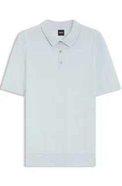Regular-fit knit polo in structured fabric