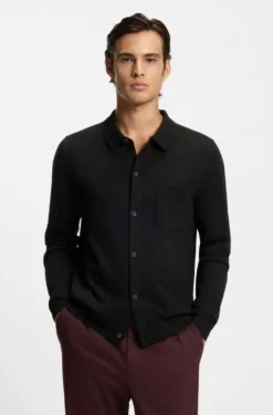 Regular-fit knitted jacket with ribbed trims