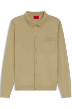 Regular-fit knitted jacket with ribbed trims