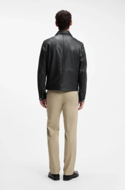 Regular-fit leather jacket with zip closure