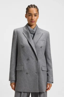 Regular-fit long-length blazer in soft flannel