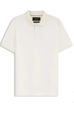 Regular-fit polo in cotton-silk jacquard