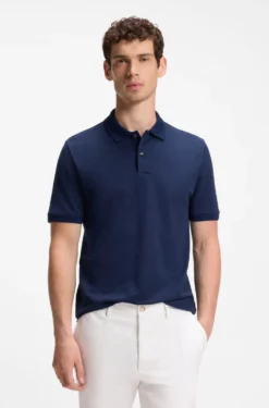 Regular-fit polo in cotton-silk jacquard