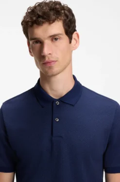 Regular-fit polo in cotton-silk jacquard