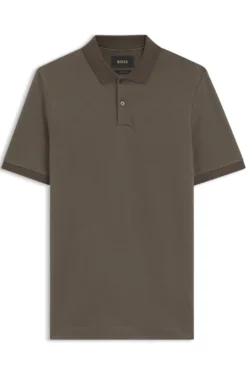 Regular-fit polo in cotton-silk jacquard