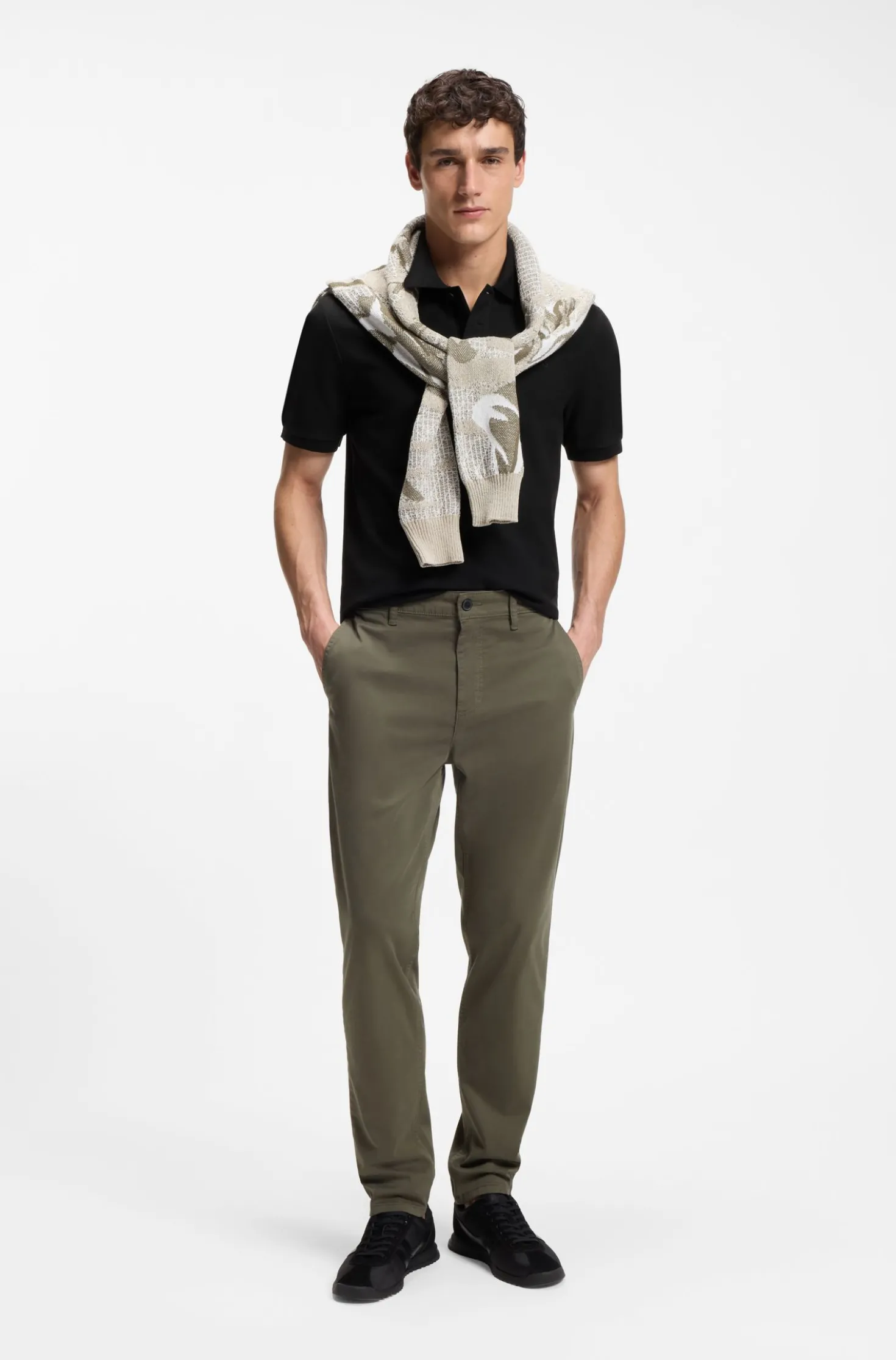 Regular-fit polo shirt in honeycomb-structured cotton piqué