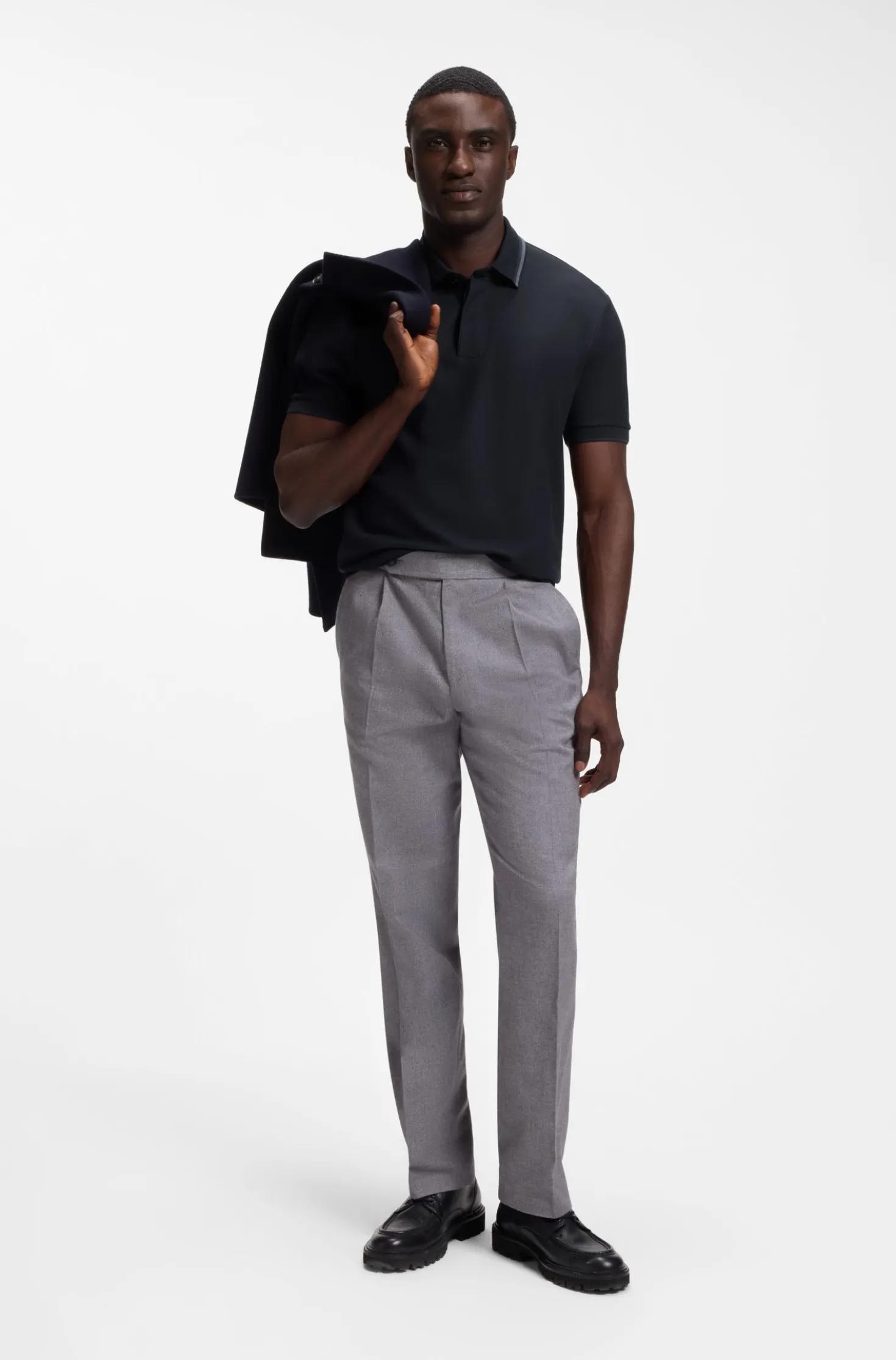 Regular-fit polo shirt in structured cotton piqué