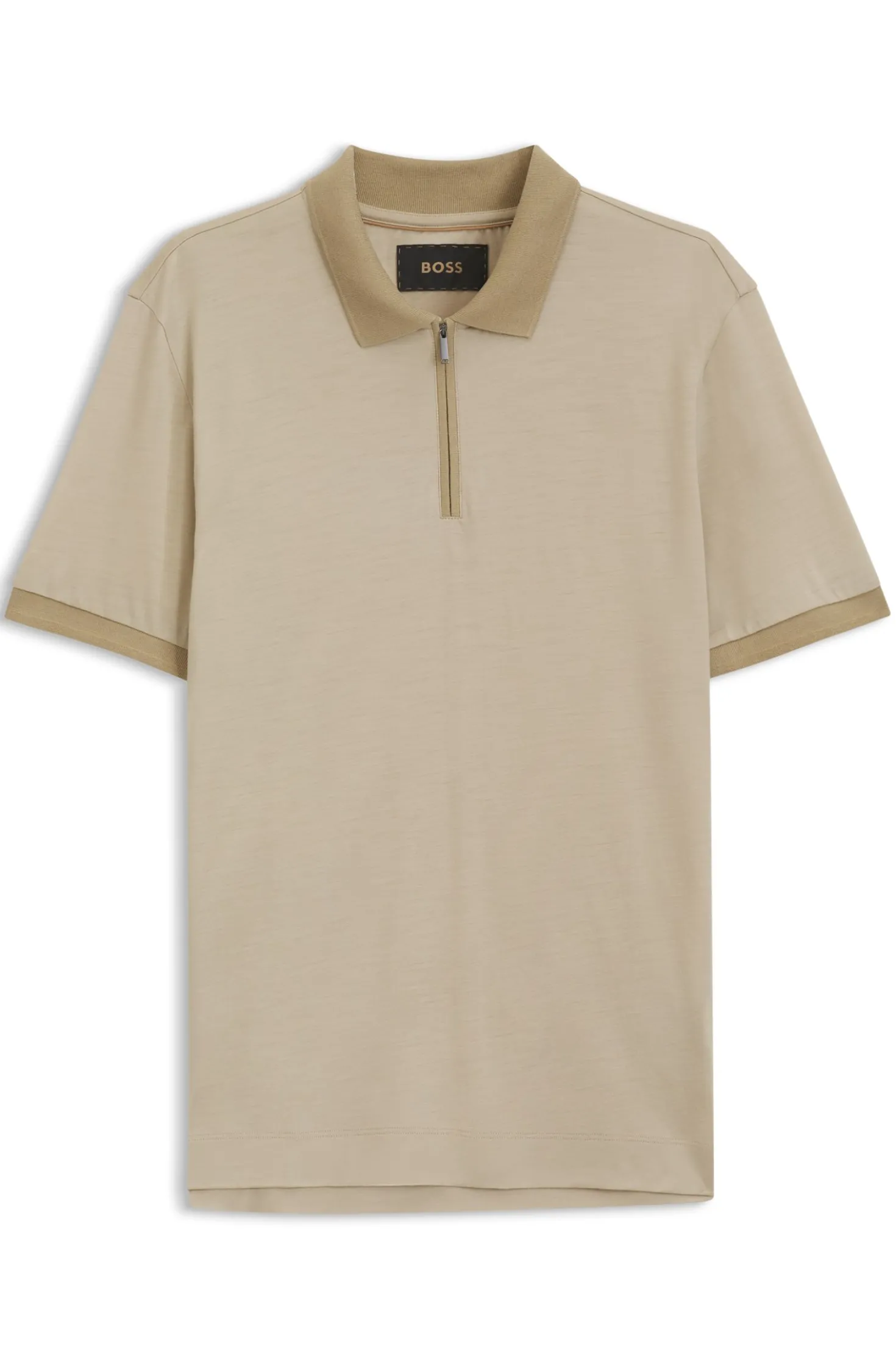 Regular-fit polo shirt in wool with zip placket