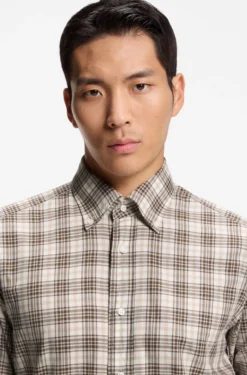 Regular-fit shirt in checked Italian-made cotton