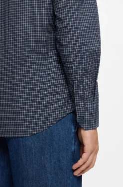 Regular-fit shirt in checked stretch-cotton dobby