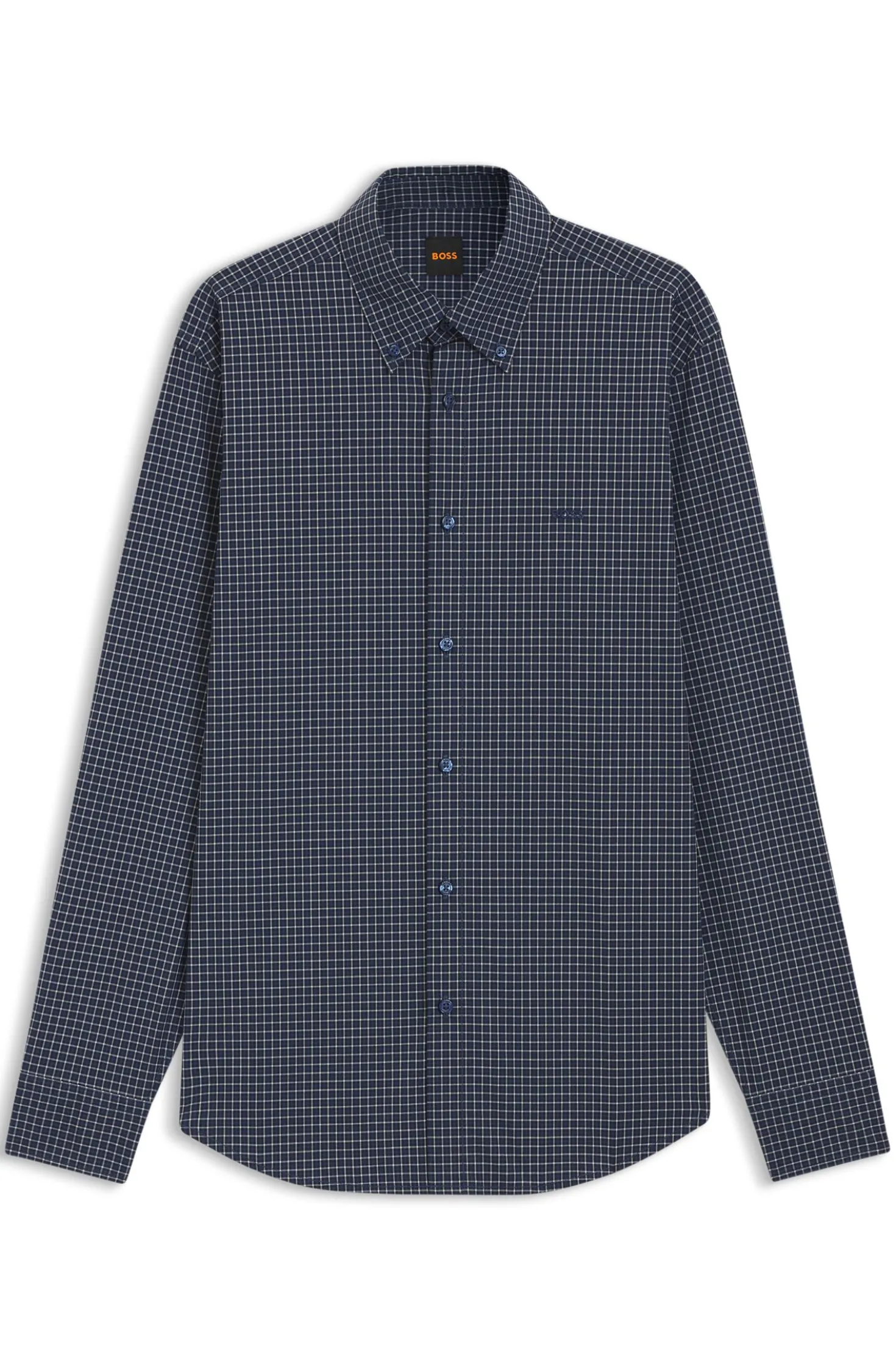 Regular-fit shirt in checked stretch-cotton dobby