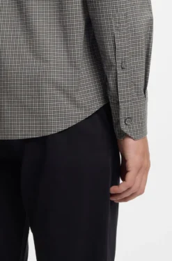 Regular-fit shirt in checked stretch-cotton dobby