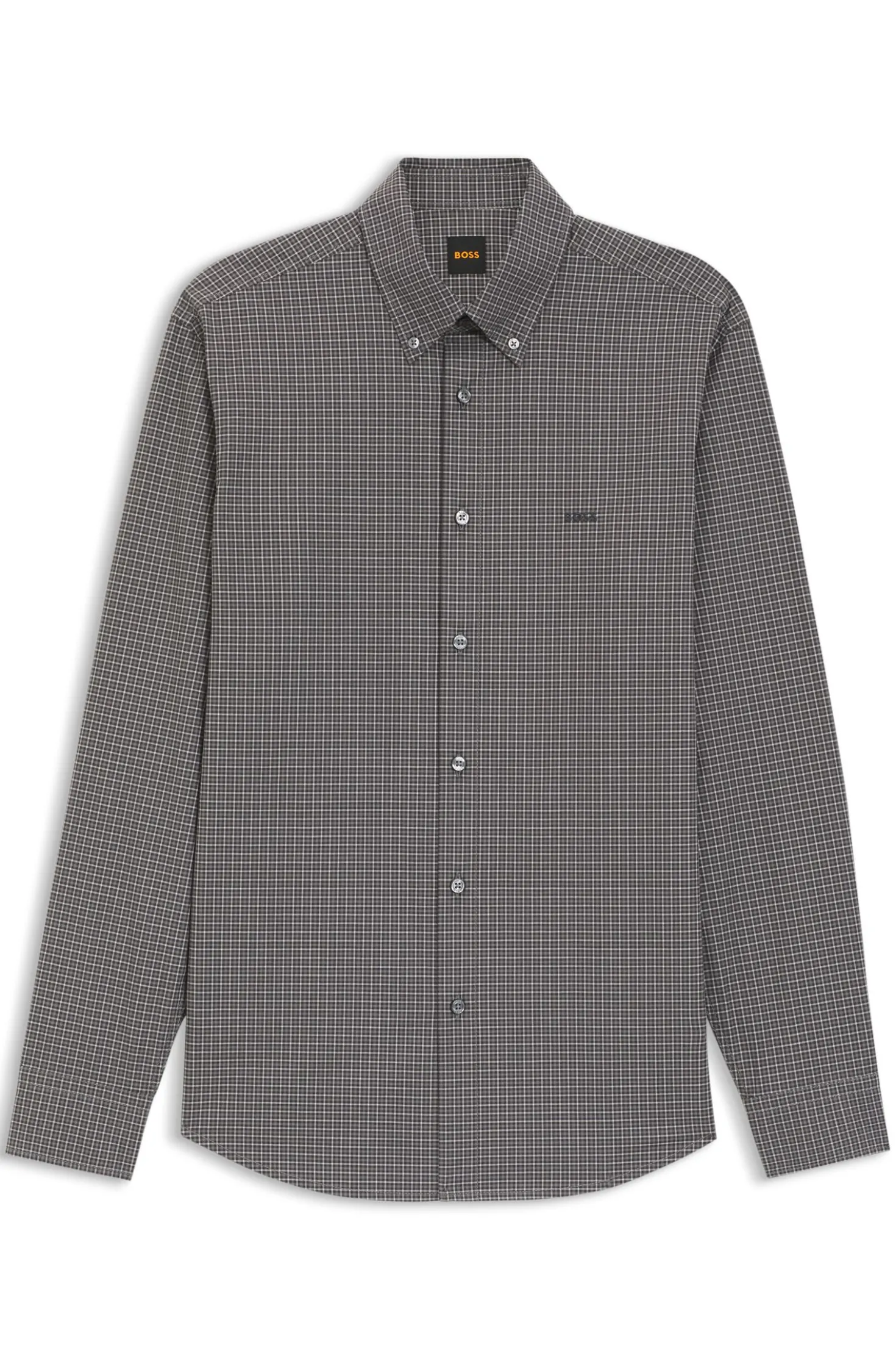 Regular-fit shirt in checked stretch-cotton dobby