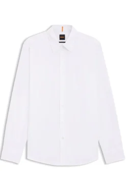 Regular-fit shirt in cotton poplin with embroidered logo