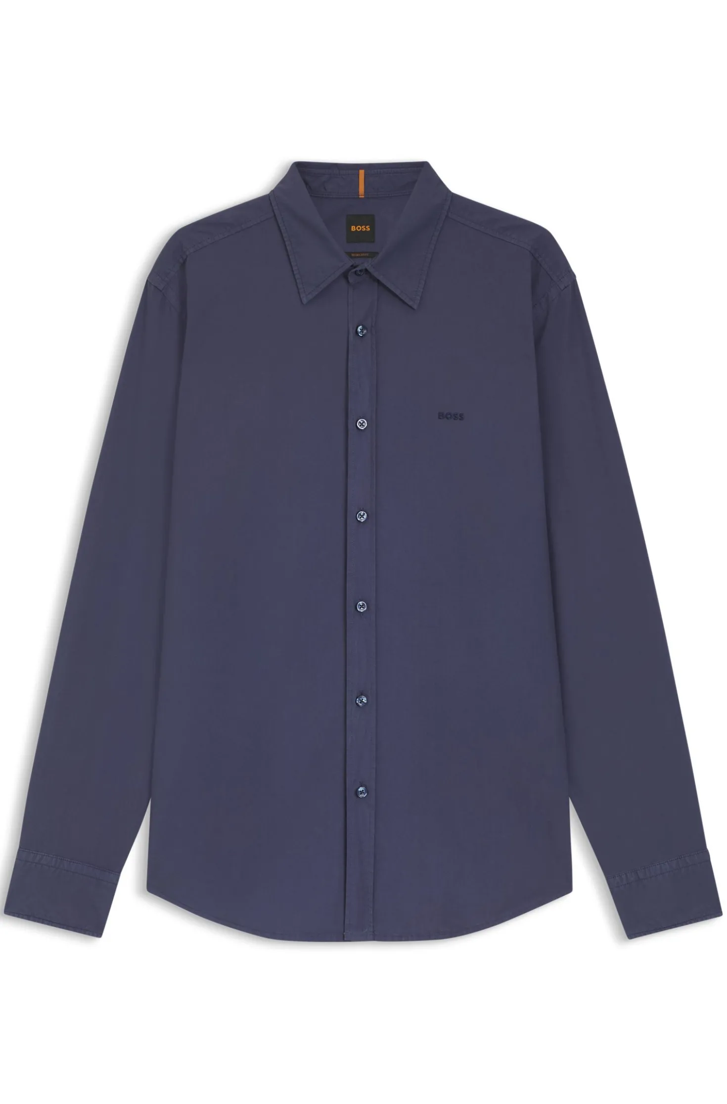 Regular-fit shirt in cotton poplin with embroidered logo
