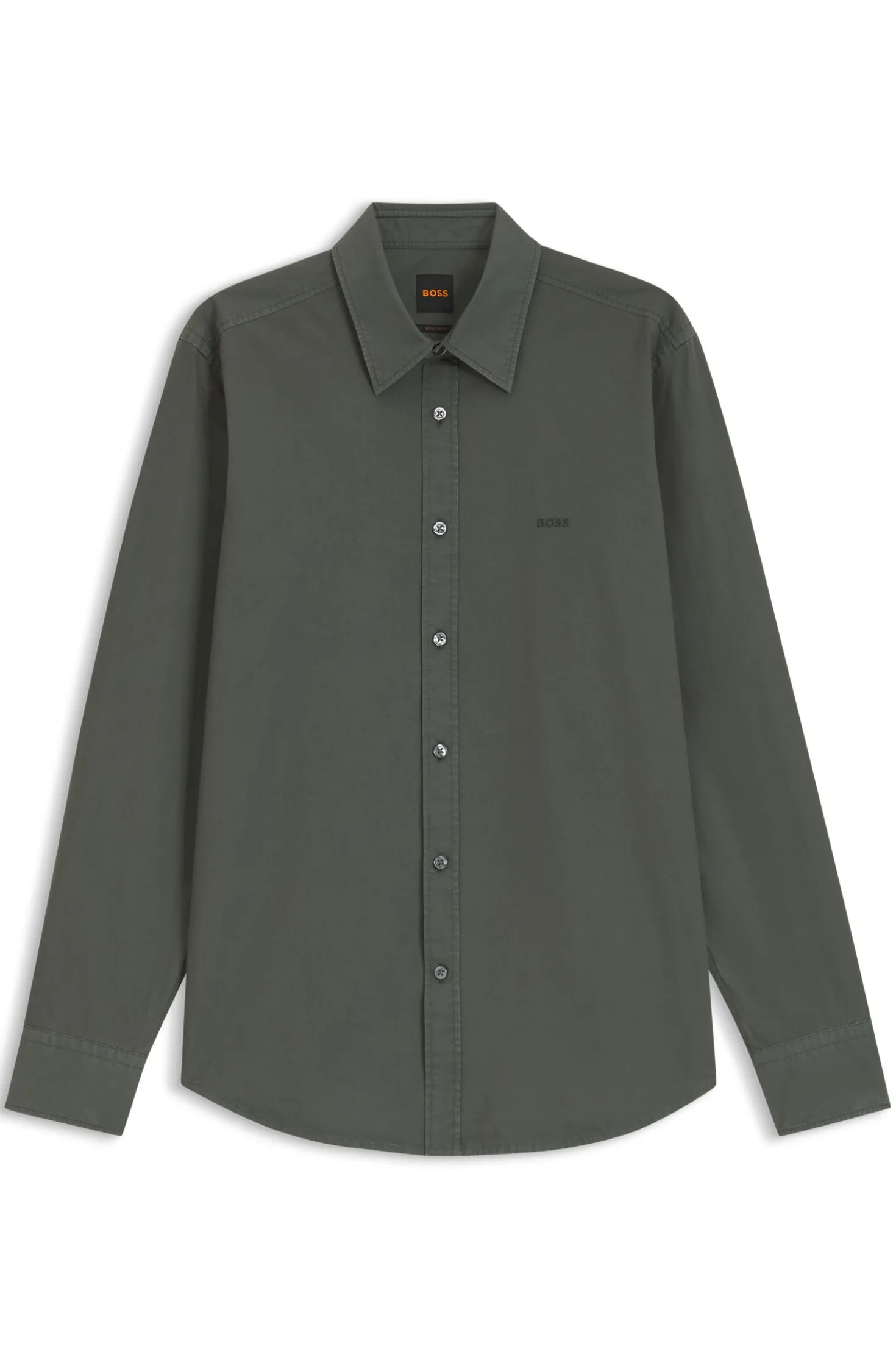 Regular-fit shirt in cotton poplin with embroidered logo