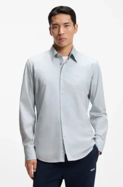 Regular-fit shirt in cotton poplin with embroidered logo