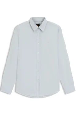 Regular-fit shirt in cotton poplin with embroidered logo