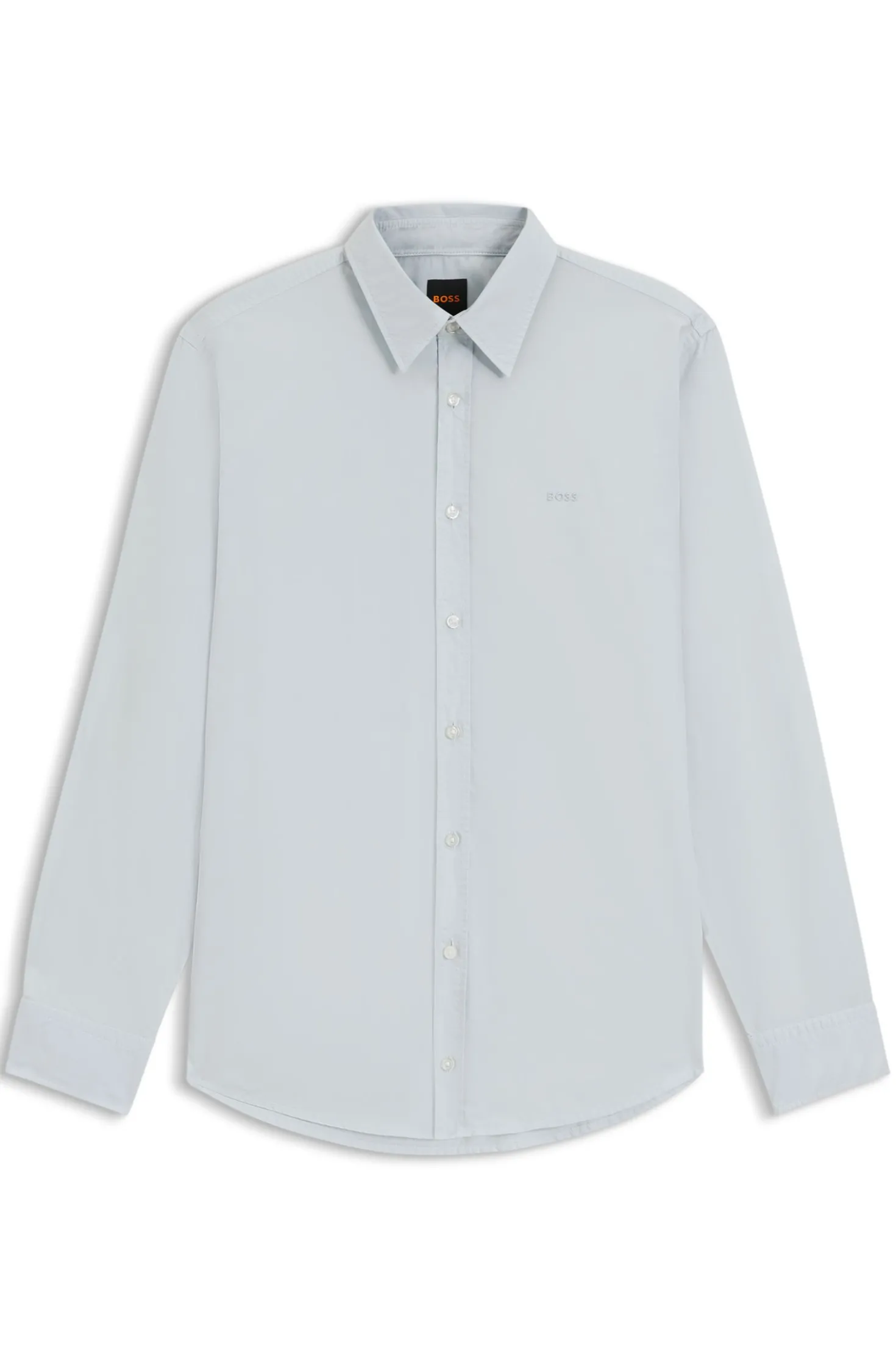 Regular-fit shirt in cotton poplin with embroidered logo