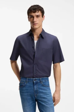 Regular-fit shirt in cotton poplin
