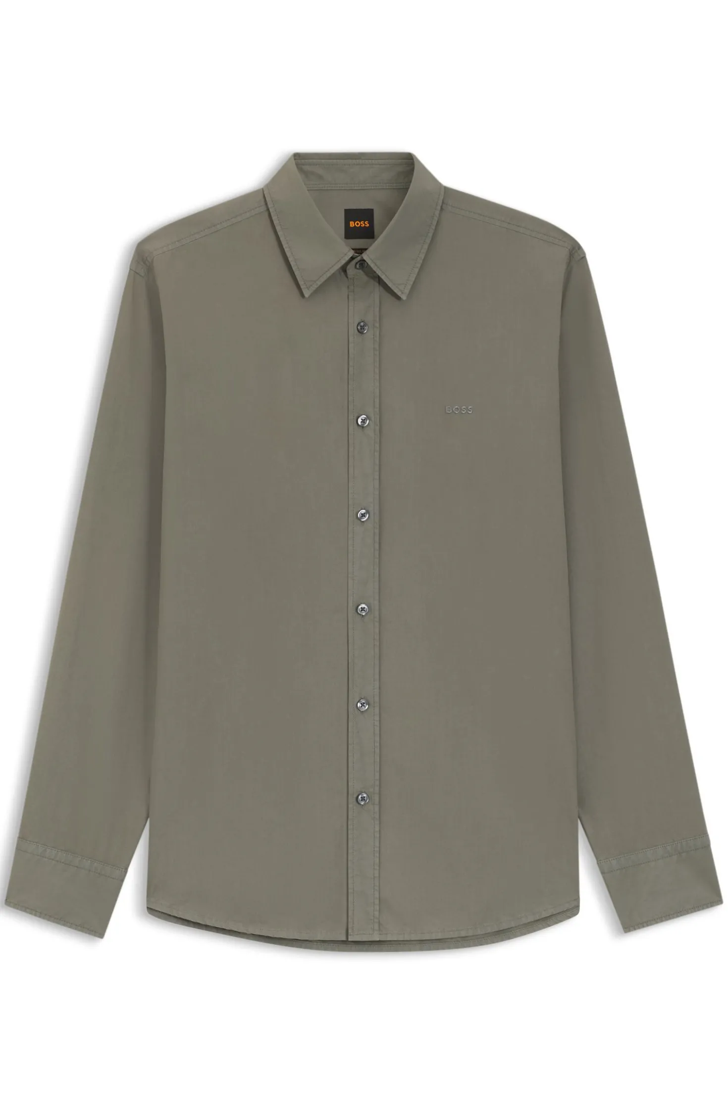 Regular-fit shirt in cotton poplin with embroidered logo