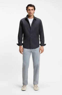 Regular-fit shirt in cotton poplin with embroidered logo