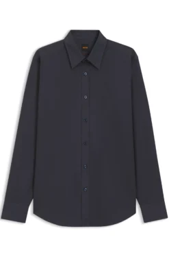 Regular-fit shirt in cotton poplin with embroidered logo