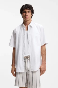 Regular-fit shirt in cotton poplin