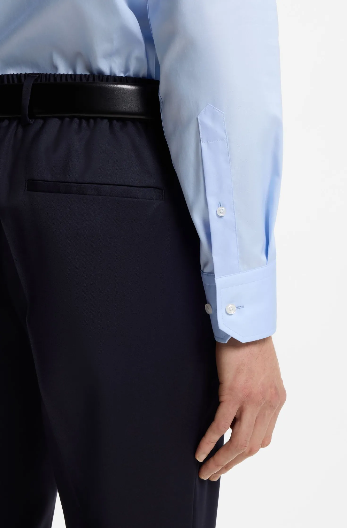 Regular-fit shirt in easy-iron cotton poplin