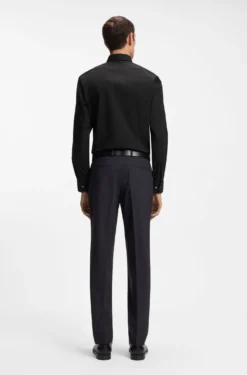 Regular-fit shirt in easy-iron stretch-cotton poplin