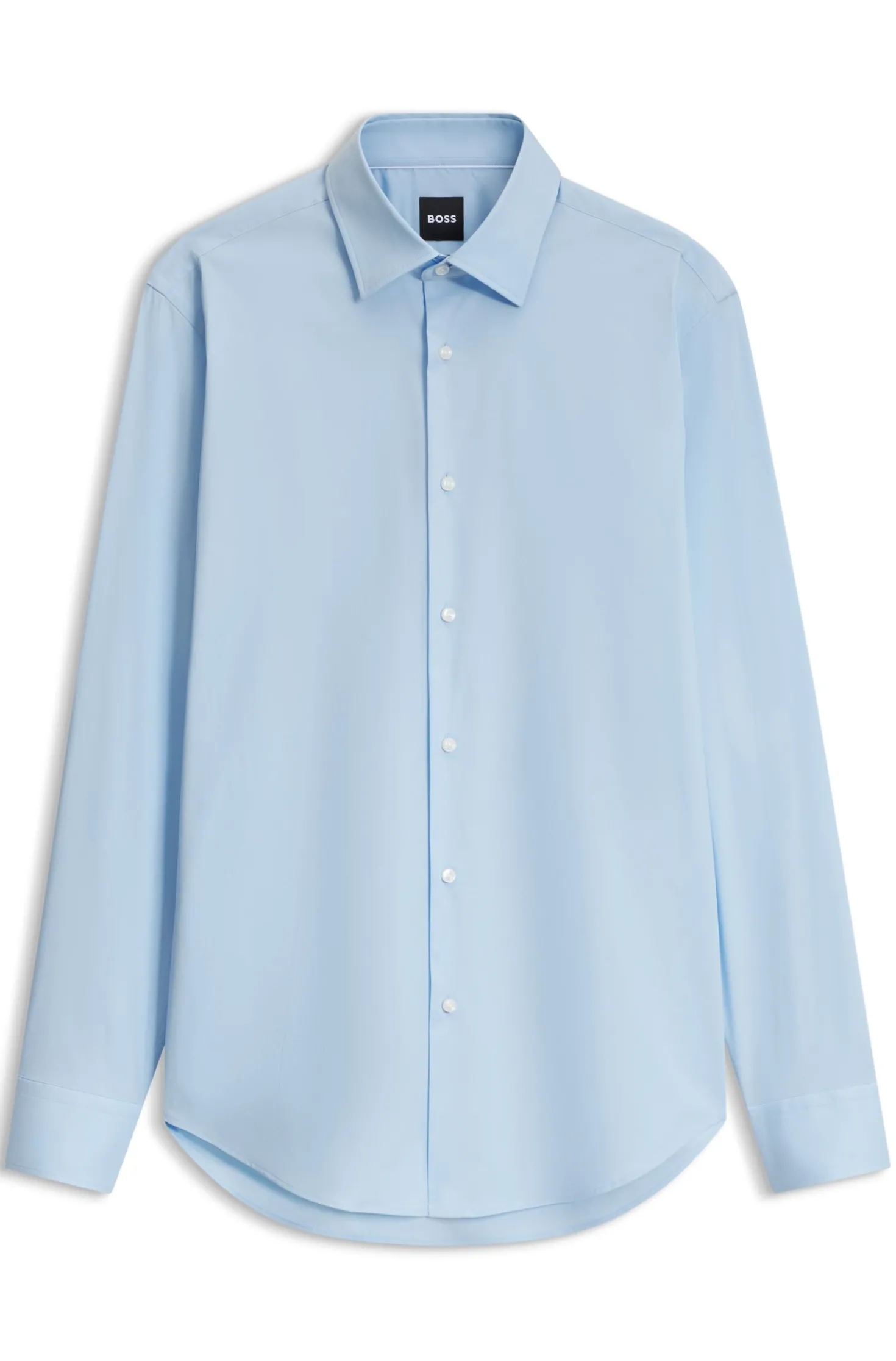 Regular-fit shirt in easy-iron stretch-cotton poplin