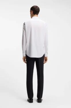 Regular-fit shirt in easy-iron stretch-cotton poplin