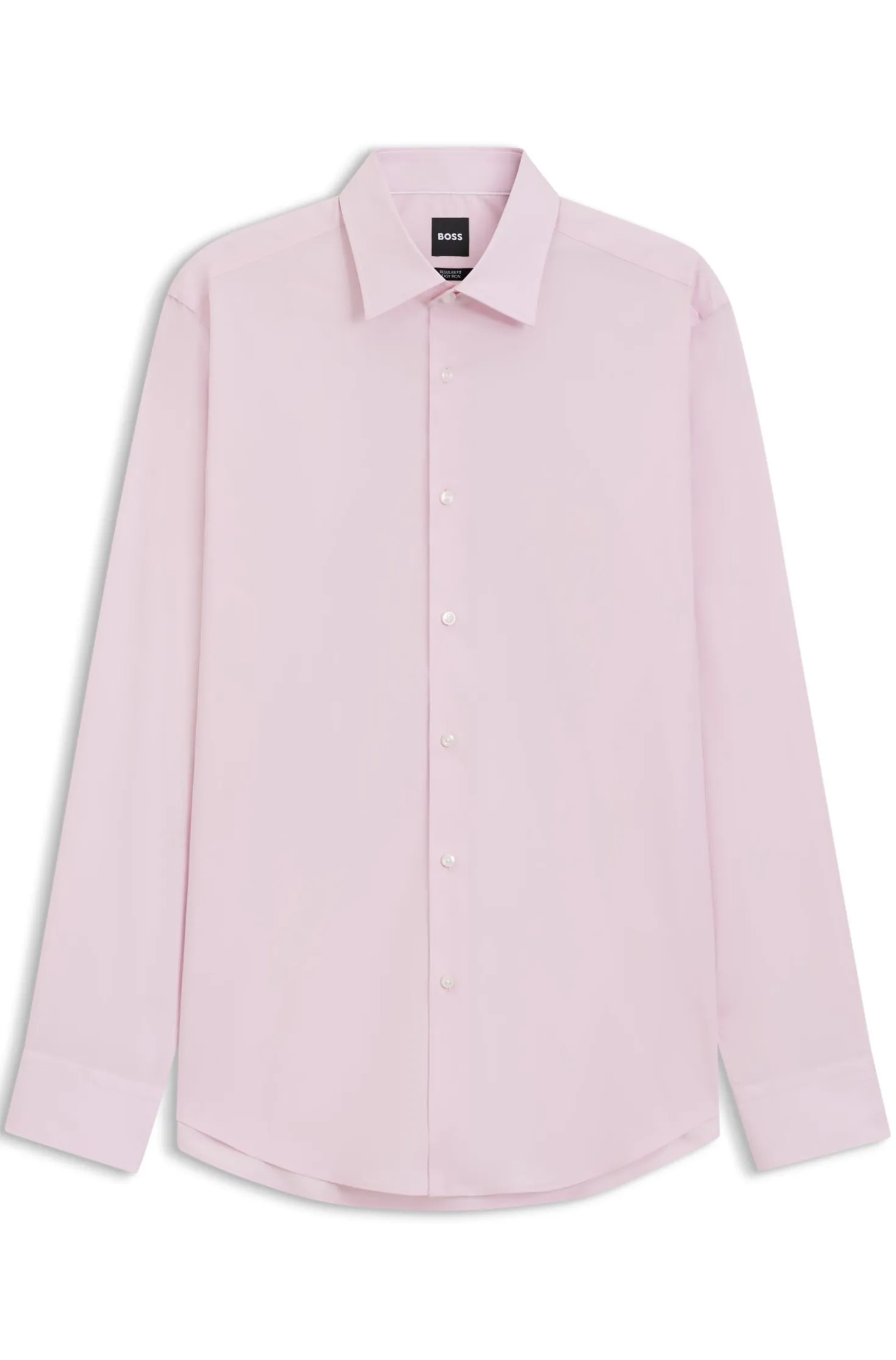 Regular-fit shirt in easy-iron stretch-cotton poplin