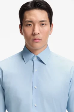 Regular-fit shirt in easy-iron stretch cotton